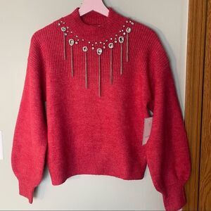 Calligraphie pink wool blend sweater
